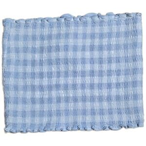 Hollister Smocked Gingham Tube Top Crop Top Women's Size S Blue White